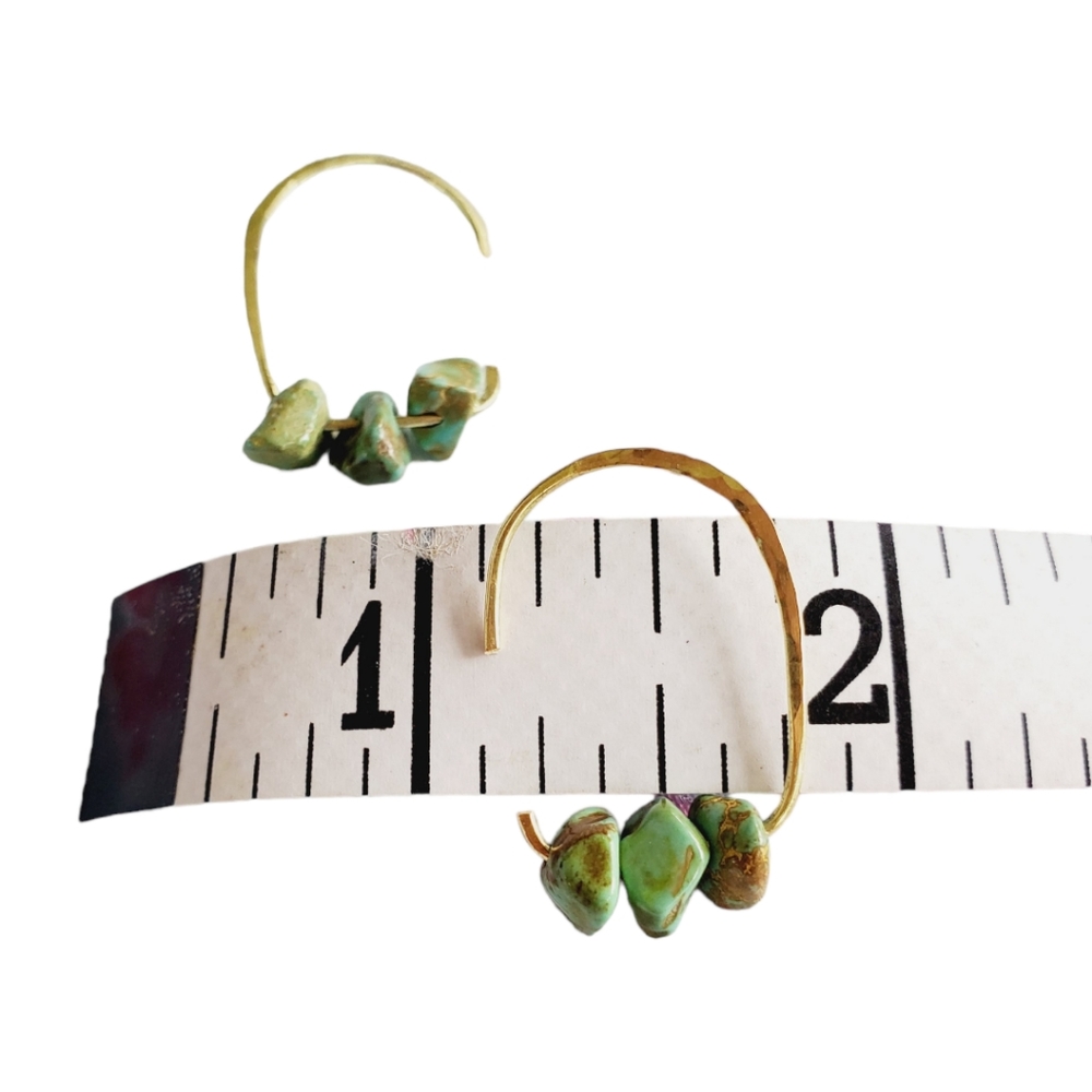 Handmade hammered semi-precious jasper modern minimalist boho earrings. 1 pair - Picture 11 of 14
